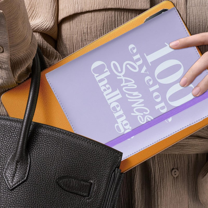 NICOOTH 100 Envelopes Money Saving Challenge Money Saving Binder 100 Envelope Challenge Binder Savings Binder Envelope A5 Savings Challenge Book (Purple) - Image 3